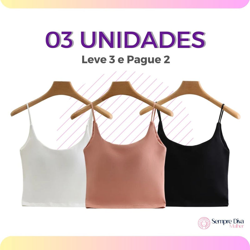 Cropped Sutiã com Tecido Antibacteriano Pague 2 Leve 3 - Frete Grátis